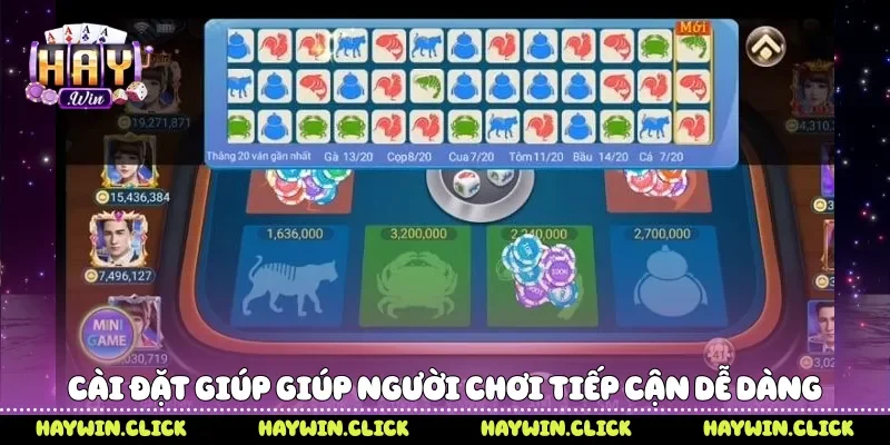 Tải Bầu Cua - Trải Nghiệm Trò Chơi Dân Gian Hấp Dẫn Cài đặt giúp giúp người chơi tiếp cận dễ dàng